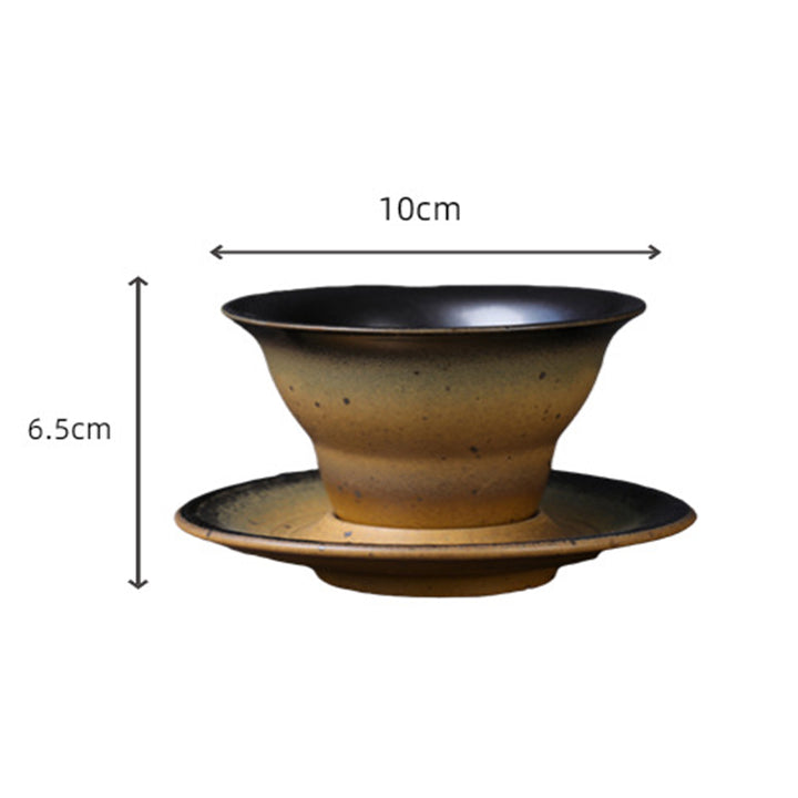Buddha Stones Planet Design セラミックコーヒーマグ 粗削りな陶器製ティーコーヒーカップ ソーサー付き