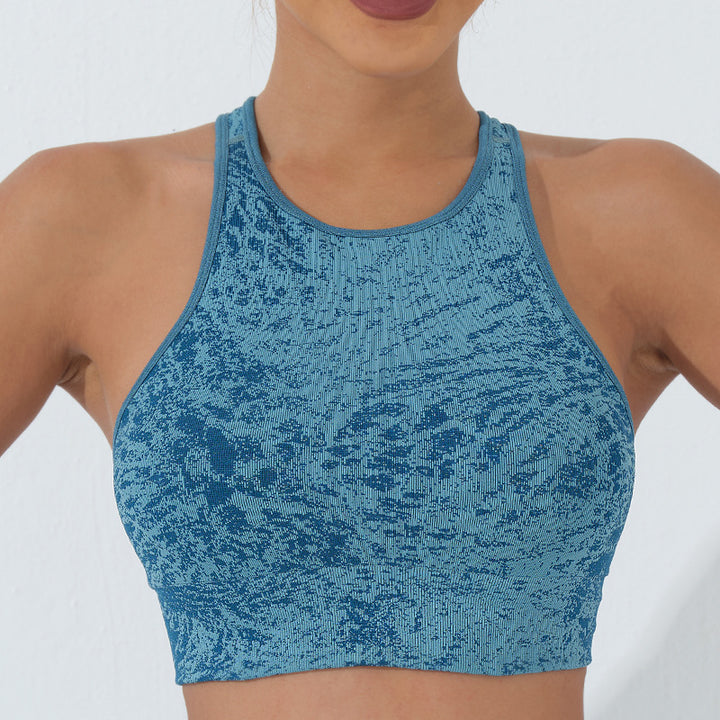 Buddha Stonesシームレス フィットネス クロップ タンクトップ ハイウエスト レギンス パンツ スポーツ ジム ヨガ ウェア - クロップタンク - 青 - US6、 UK/AU10、 EU38 (L)  - image 17