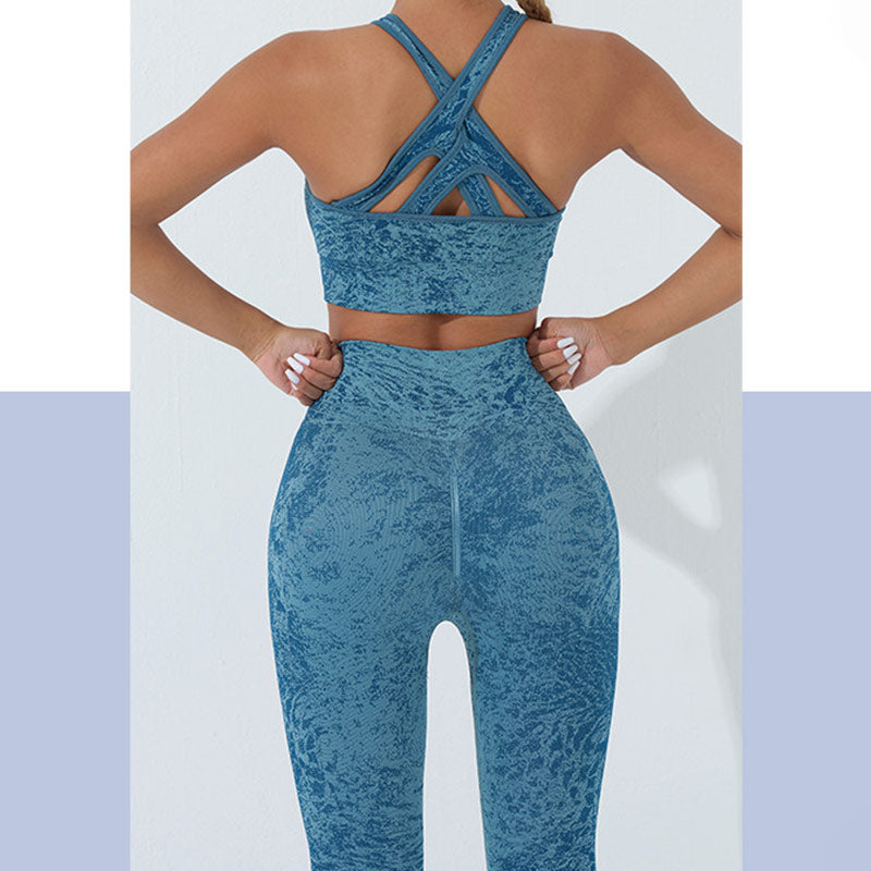 Buddha Stonesシームレス フィットネス クロップ タンクトップ ハイウエスト レギンス パンツ スポーツ ジム ヨガ ウェア