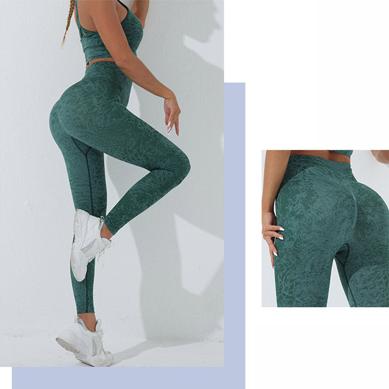 Buddha Stonesシームレス フィットネス クロップ タンクトップ ハイウエスト レギンス パンツ スポーツ ジム ヨガ ウェア