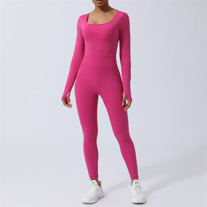 Buddha Stonesレディース 長袖 バックレス ジャンプスーツ スポーツ フィットネス ヨガ ボディスーツ - image 3