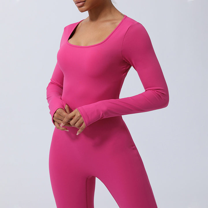 Buddha Stonesレディース 長袖 バックレス ジャンプスーツ スポーツ フィットネス ヨガ ボディスーツ - image 1