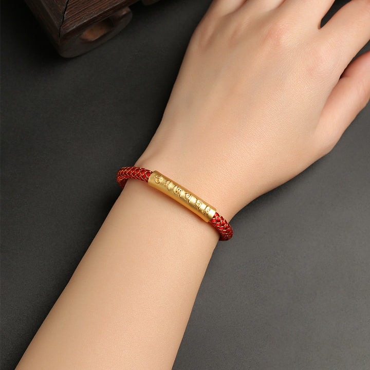 Buddha Stonesハンドメイド999スターリングシルバーオーム・マニ・パドメ・フム保護ドラゴンスケール編み込み磁気バックルブレスレット