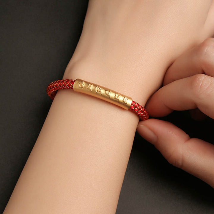 Buddha Stonesハンドメイド999スターリングシルバーオーム・マニ・パドメ・フム保護ドラゴンスケール編み込み磁気バックルブレスレット