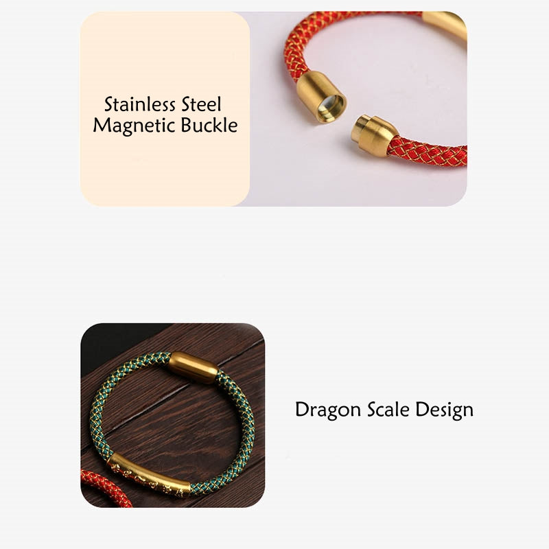 Buddha Stonesハンドメイド999スターリングシルバーオーム・マニ・パドメ・フム保護ドラゴンスケール編み込み磁気バックルブレスレット