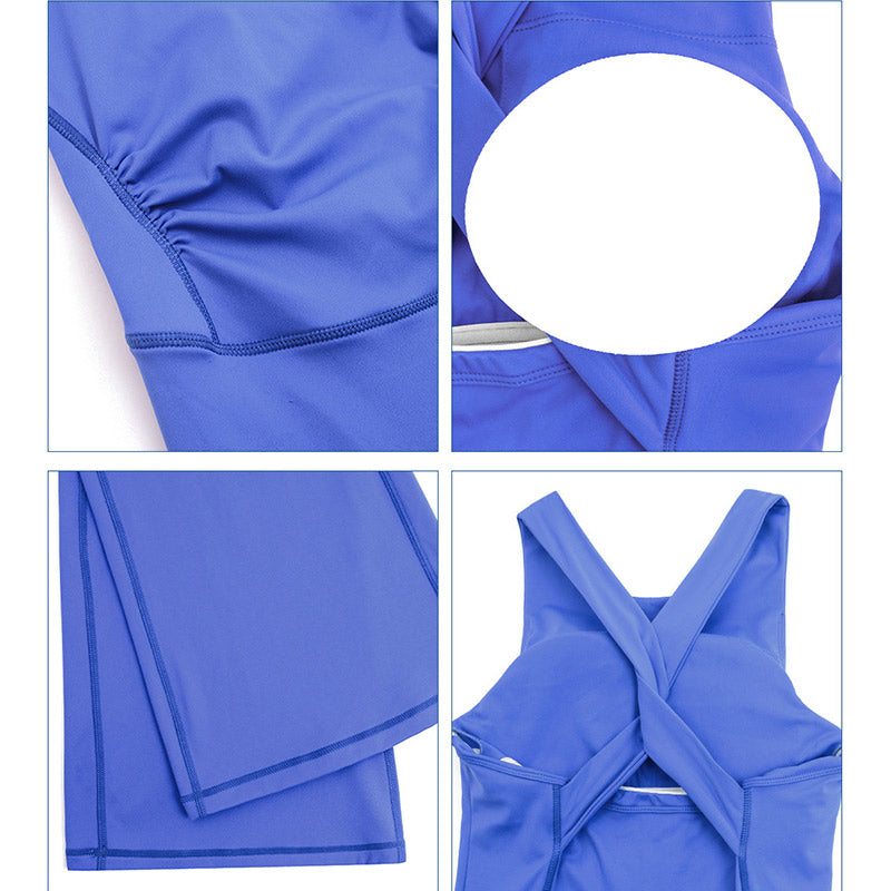 Buddha Stonesレディース ワークアウト クリスクロス ノースリーブ フレア ジャンプスーツ スポーツ フィットネス ヨガ ボディスーツ - image 20