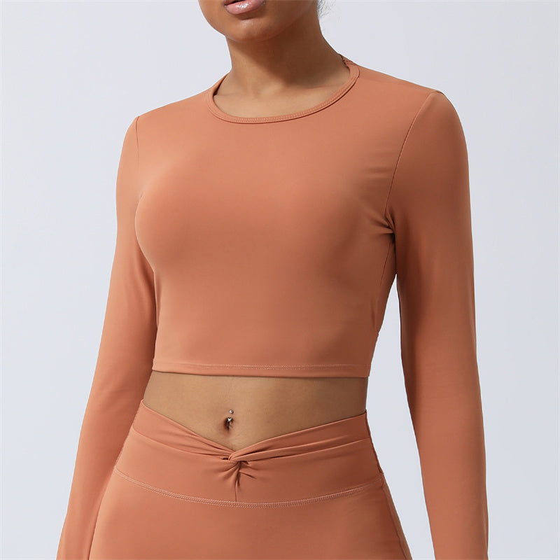 Buddha Stonesレディース ワークアウト 長袖 クリスクロス バックレス トップ Tシャツ レギンス スポーツ フィットネス ヨガ ウェア - トップ - オレンジブラウン - US8-10、 UK/AU12-14、 EU40-42 (XL) - image 13