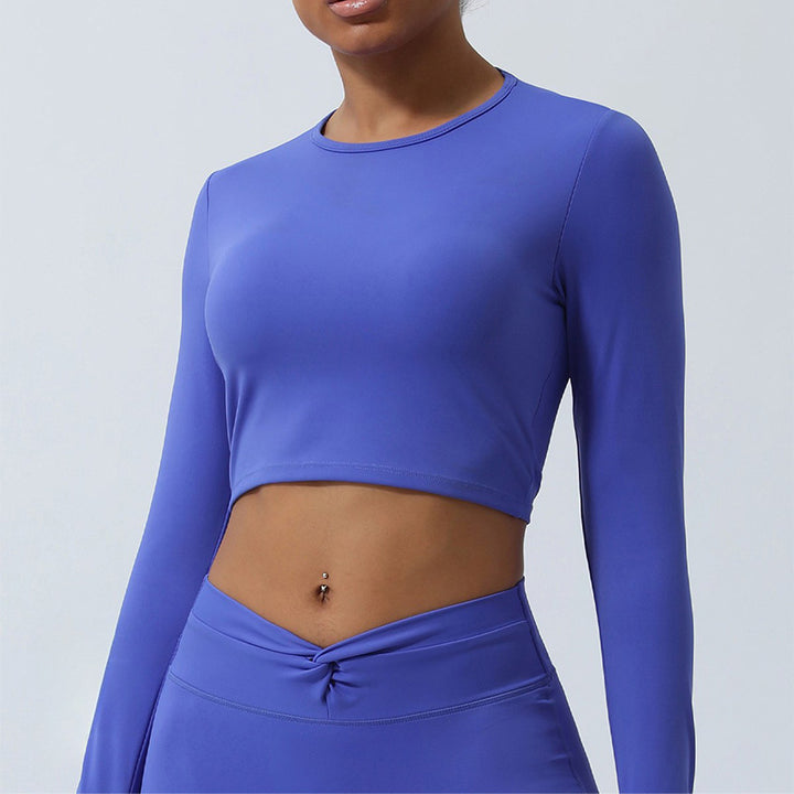 Buddha Stonesレディース ワークアウト 長袖 クリスクロス バックレス トップ Tシャツ レギンス スポーツ フィットネス ヨガ ウェア - image 4