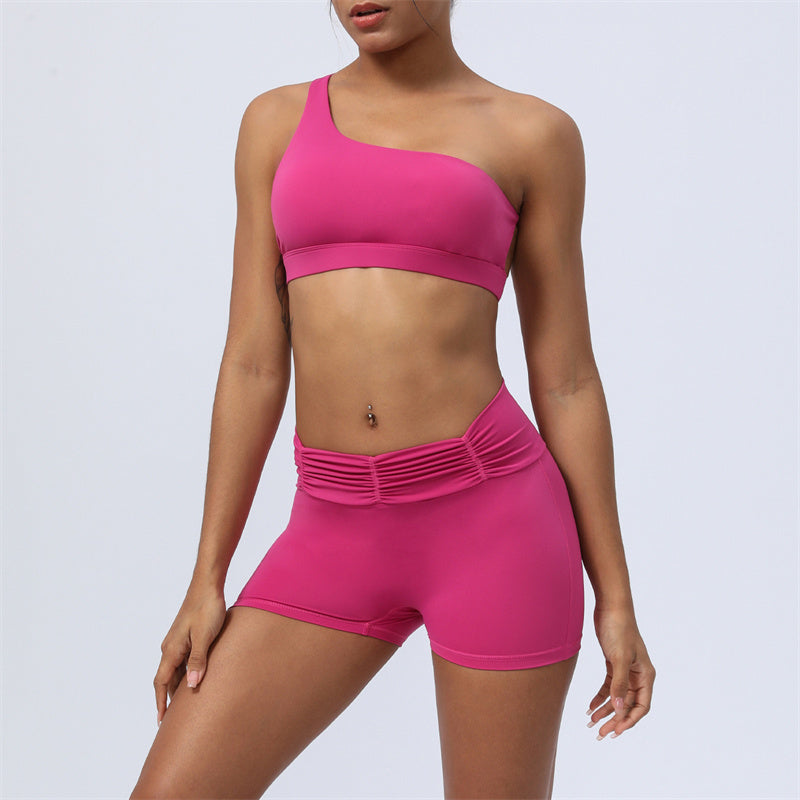 Buddha Stones 2点セット バックレス アシンメトリーデザイン トップブラ ショーツ レギンス パンツ フィットネス ヨガ 衣装セット - ローズレッド - 2点(トップス&ショーツ) - US12、 UK/AU16、 EU44 (2XL) - image 18