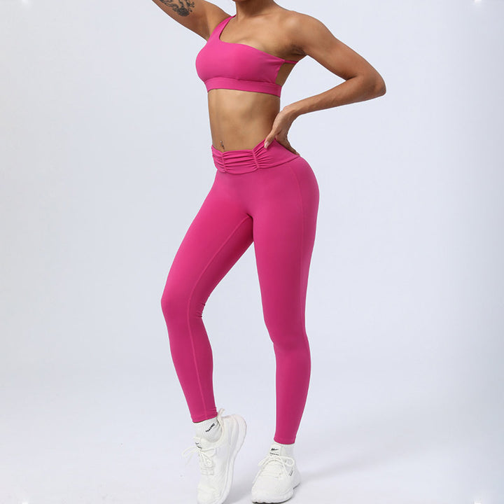 Buddha Stones 2点セット バックレス アシンメトリーデザイン トップブラ ショーツ レギンス パンツ フィットネス ヨガ 衣装セット - image 24