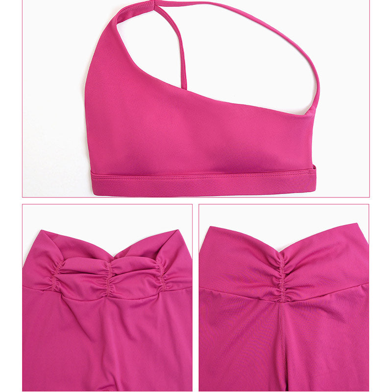 Buddha Stones 2点セット バックレス アシンメトリーデザイン トップブラ ショーツ レギンス パンツ フィットネス ヨガ 衣装セット - image 20