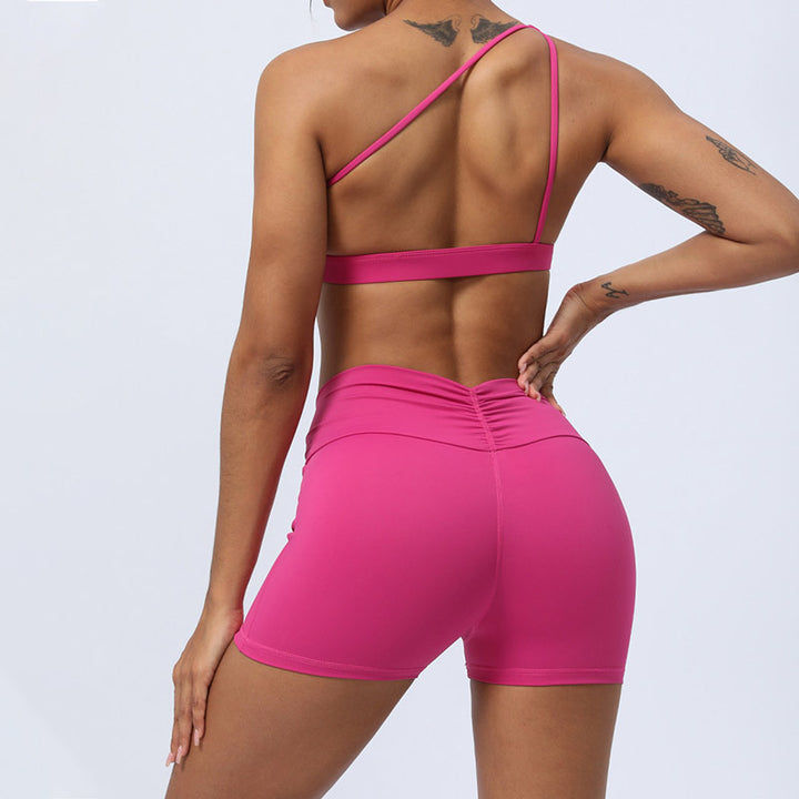 Buddha Stones 2点セット バックレス アシンメトリーデザイン トップブラ ショーツ レギンス パンツ フィットネス ヨガ 衣装セット - image 19