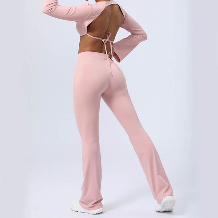 Buddha Stonesロングスリーブ バックレス ストラップ トップブラ フレアパンツ フィットネス ヨガ ウェア - image 41