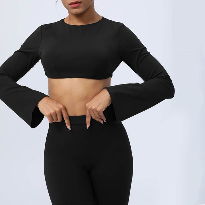 Buddha Stonesロングスリーブ バックレス ストラップ トップブラ フレアパンツ フィットネス ヨガ ウェア - image 48