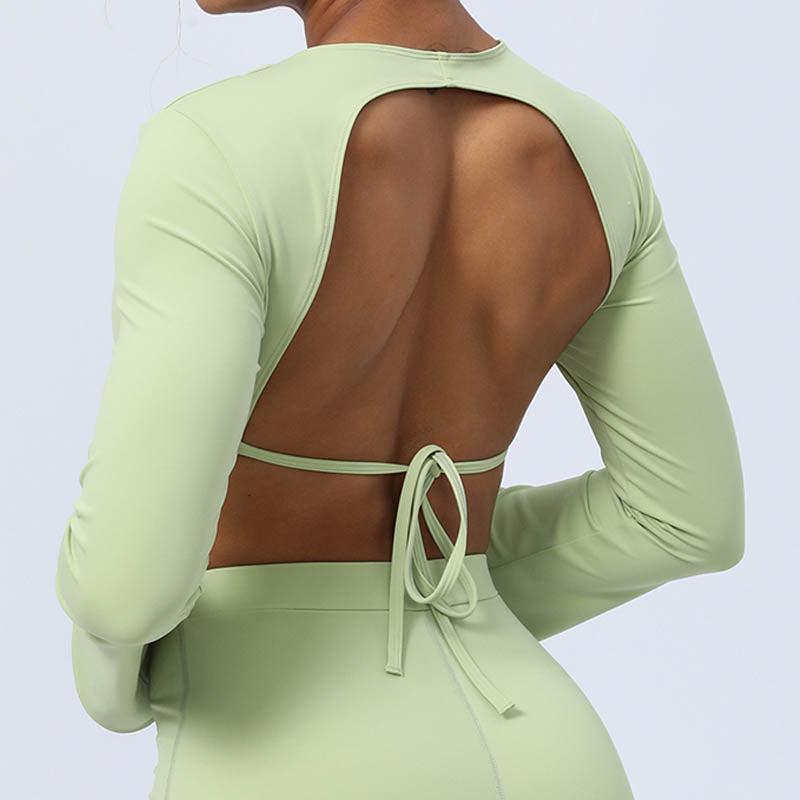 Buddha Stonesロングスリーブ バックレス ストラップ トップブラ フレアパンツ フィットネス ヨガ ウェア - image 9