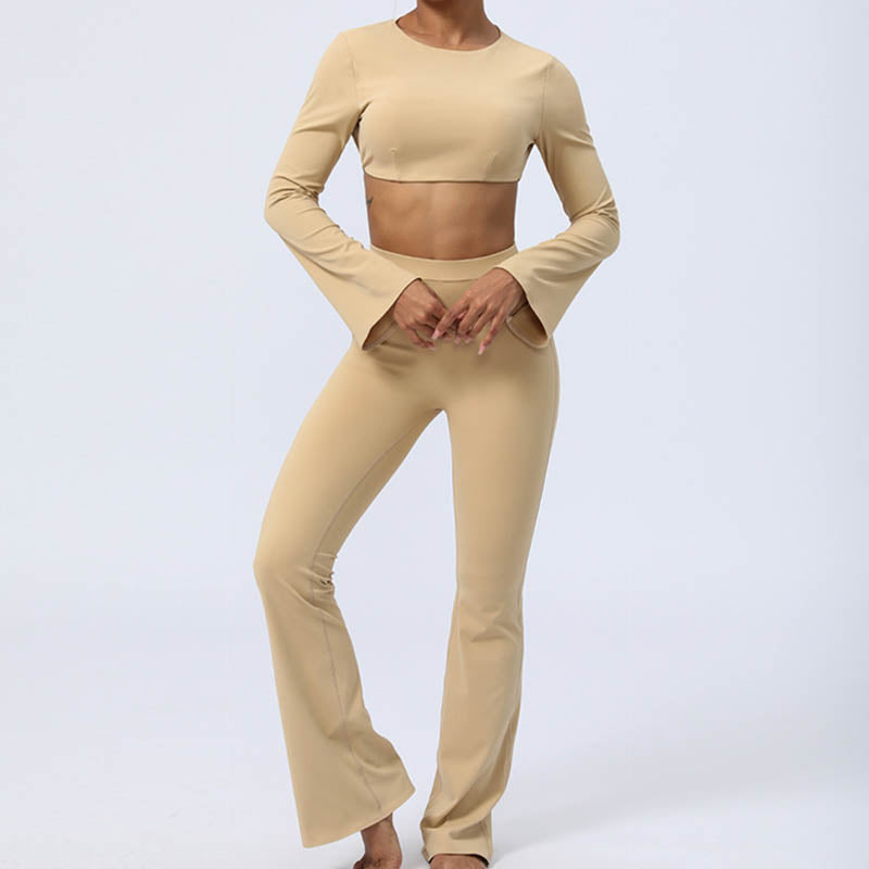 Buddha Stonesロングスリーブ バックレス ストラップ トップブラ フレアパンツ フィットネス ヨガ ウェア - image 27