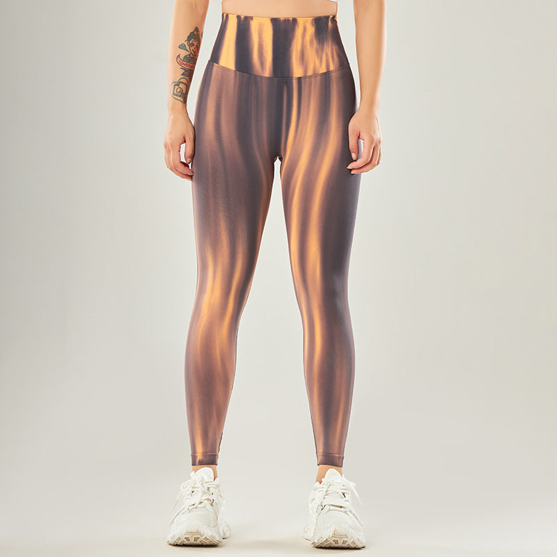 Buddha Stonesシームレス タイダイプリント パンツ スポーツ ハイウエスト レギンス レディース ヨガパンツ