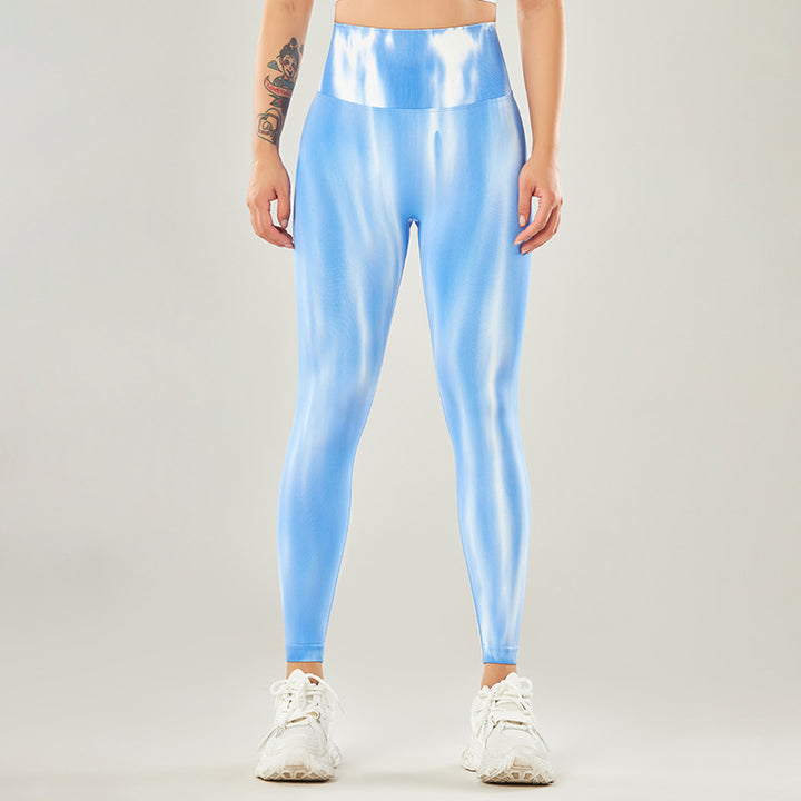 Buddha Stonesシームレス タイダイプリント パンツ スポーツ ハイウエスト レギンス レディース ヨガパンツ