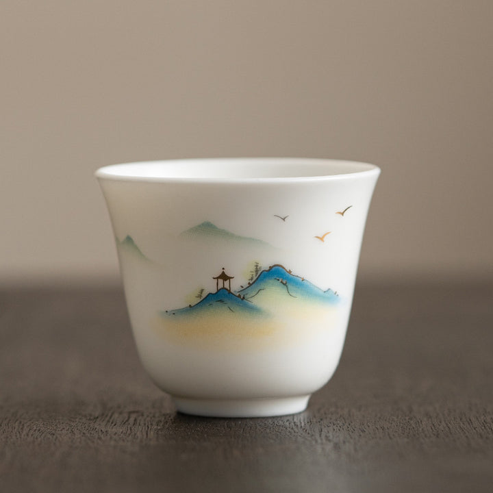 Buddha Stones、蓮の花、葉、山の亭、ヘラジカ、牡丹、陶器のティーカップ、カンフーティーカップ