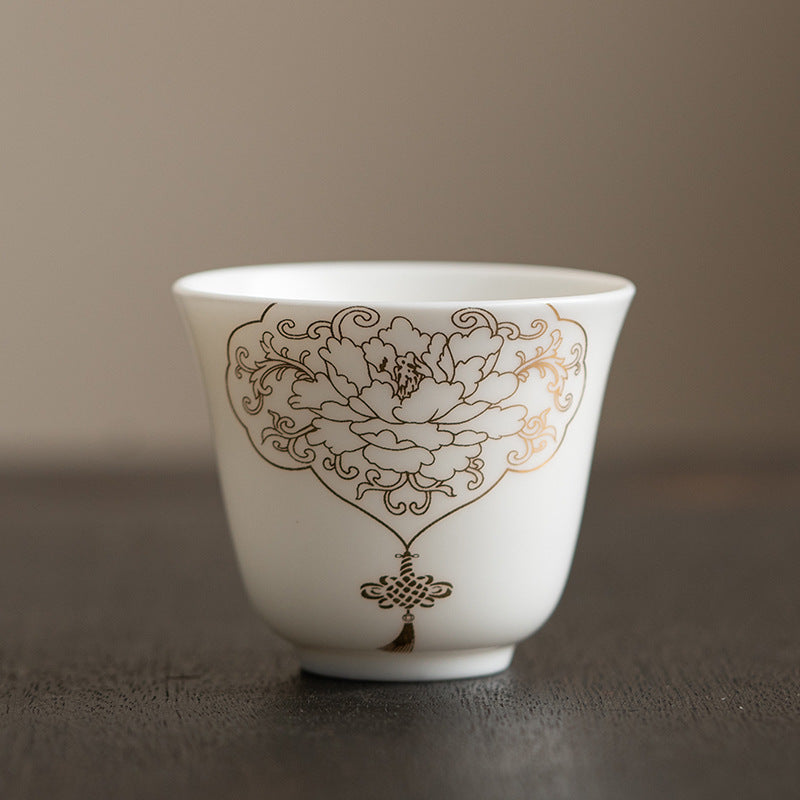 Buddha Stones、蓮の花、葉、山の亭、ヘラジカ、牡丹、陶器のティーカップ、カンフーティーカップ