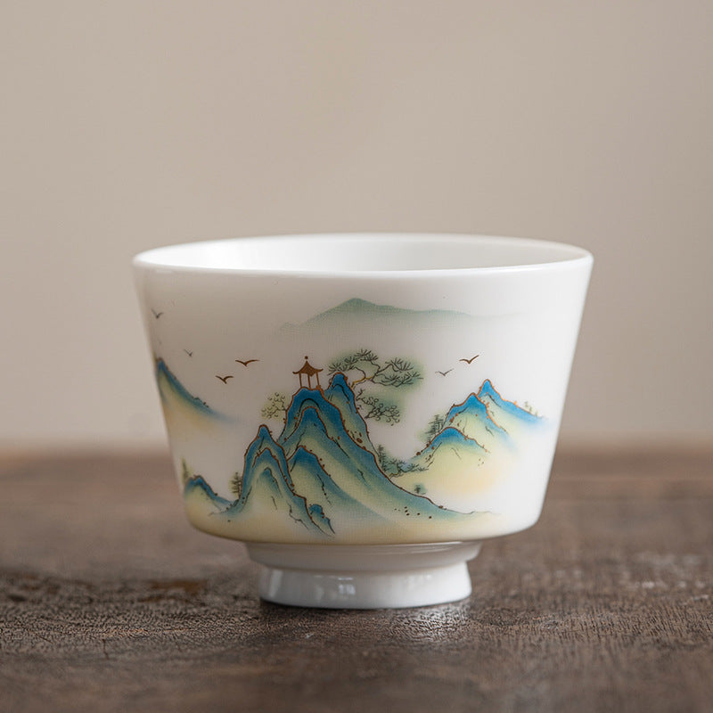 Buddha Stones、蓮の花、葉、山の亭、ヘラジカ、牡丹、陶器のティーカップ、カンフーティーカップ