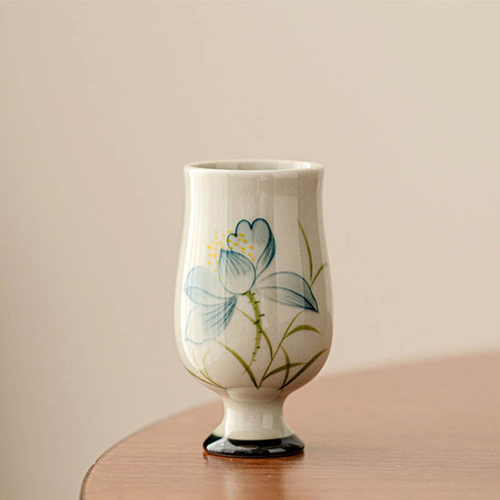 Buddha Stones手描き蓮の花陶器ティーカップカンフーティーカップ