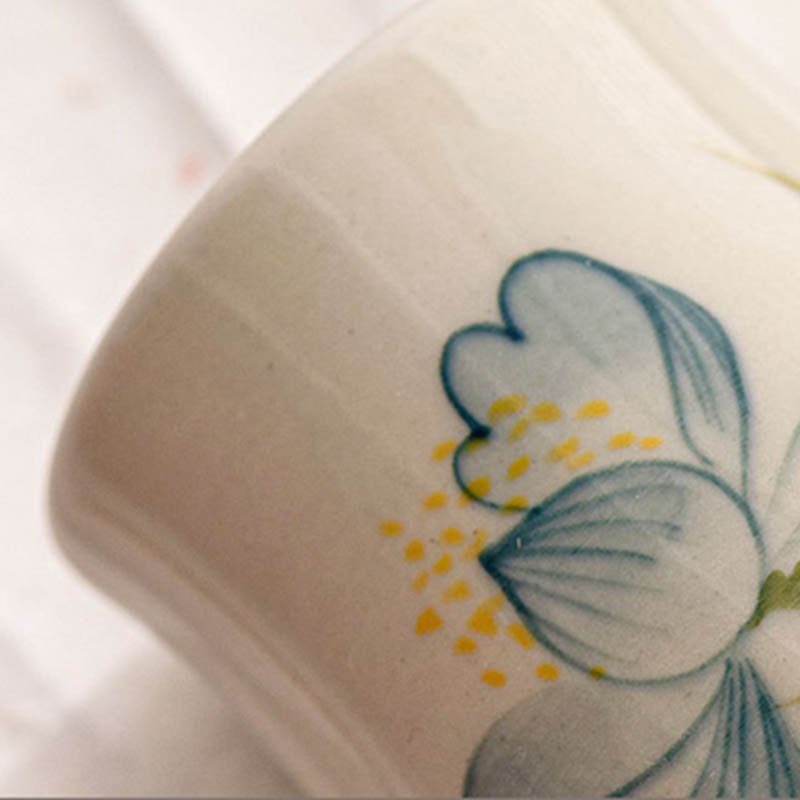 Buddha Stones手描き蓮の花陶器ティーカップカンフーティーカップ