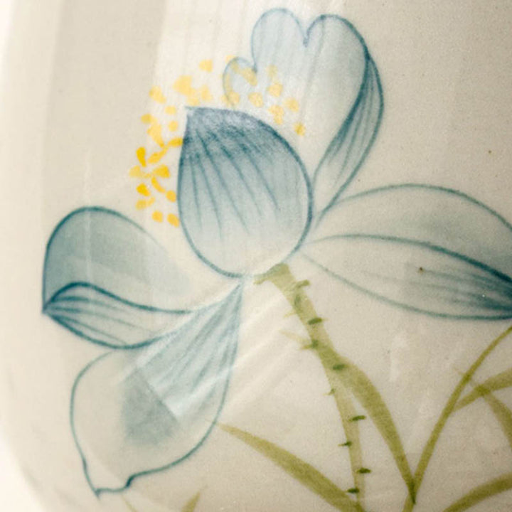Buddha Stones手描き蓮の花陶器ティーカップカンフーティーカップ