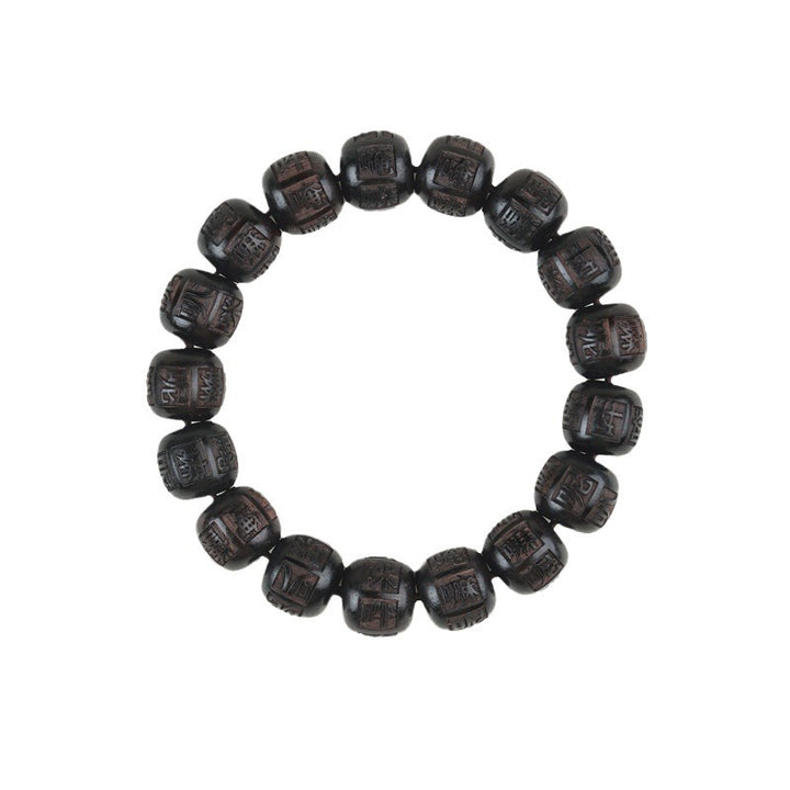 Buddha Stonesチベット黒檀オーム・マニ・パドメ・フム彫刻 バランスブレスレット