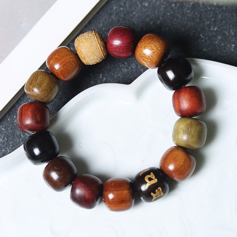 チベット産Buddha Stones各種木製オーム・マニ・パドメ・フム純潔ブレスレット