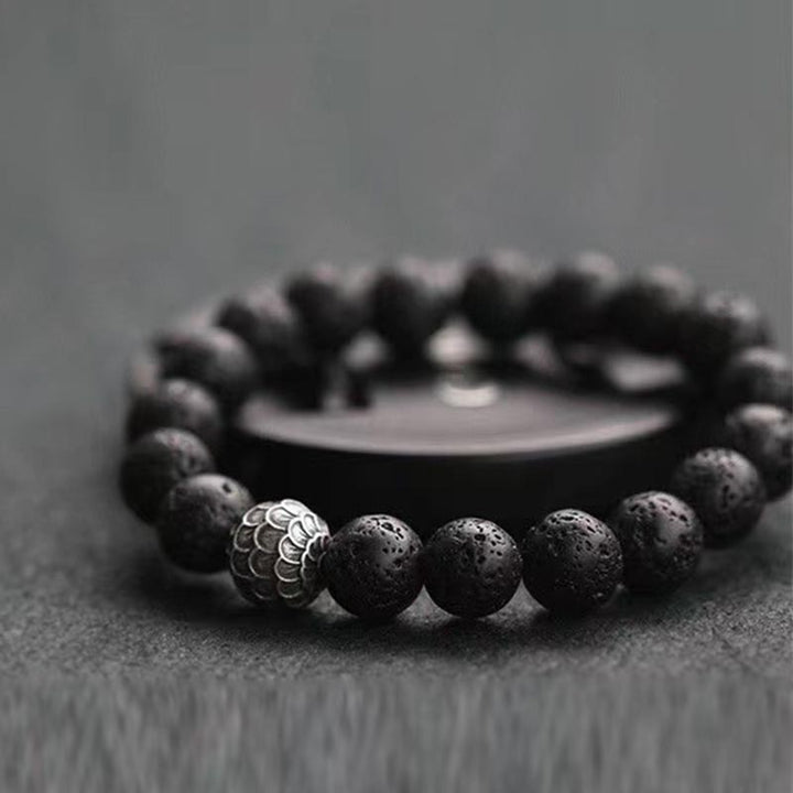 Buddha Stones溶岩石 魚の鱗 ビーズ ヒーリングブレスレット