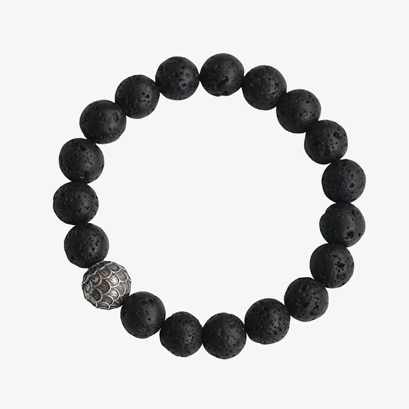 Buddha Stones溶岩石 魚の鱗 ビーズ ヒーリングブレスレット