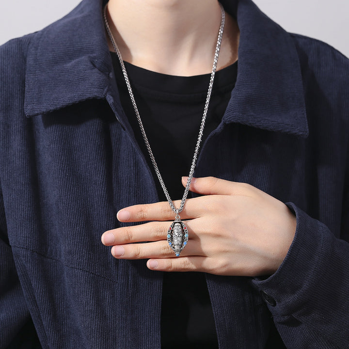 Buddha StonesチベットOm Mani Padme Hum純潔 回転式ネックレスペンダント