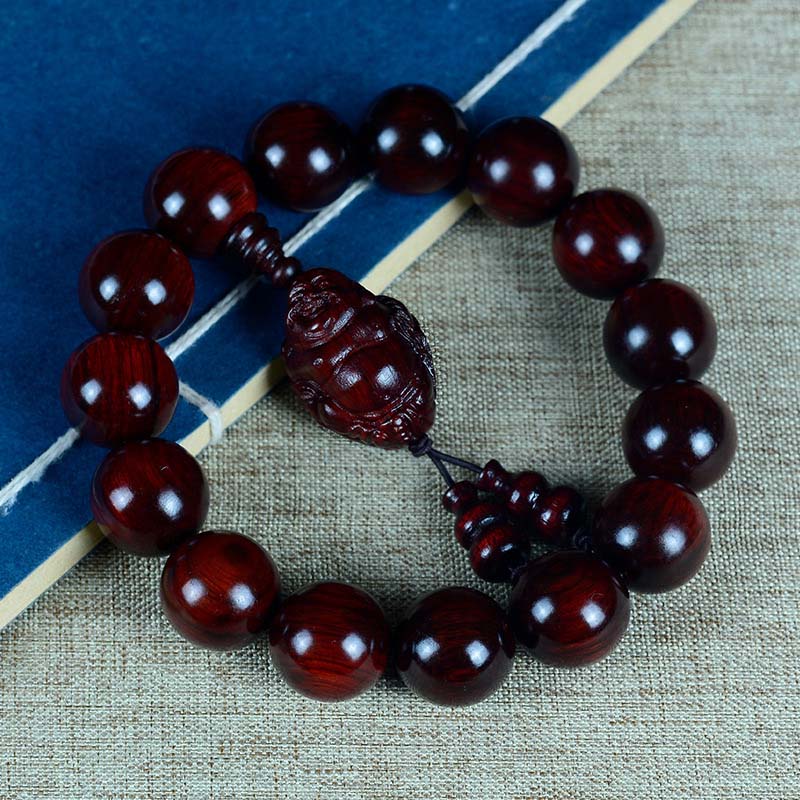 Buddha Stones小葉紅檀 笑い仏 富の神 守護ブレスレット