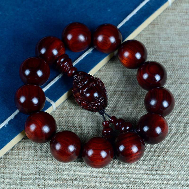 Buddha Stones小葉紅檀 笑い仏 富の神 守護ブレスレット