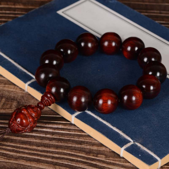 Buddha Stones小葉紅檀 笑い仏 富の神 守護ブレスレット