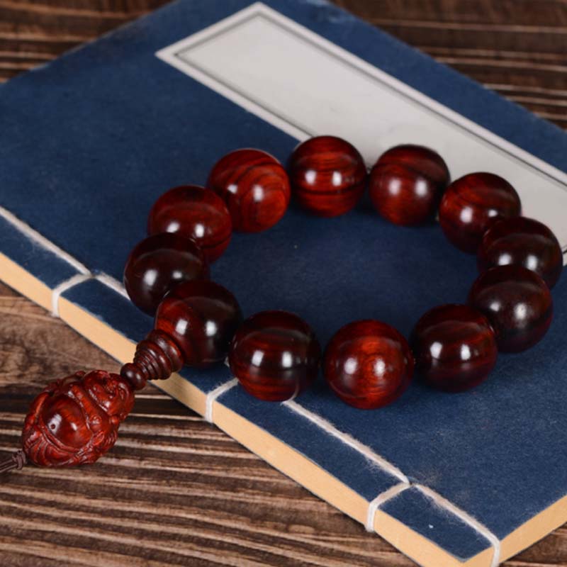 Buddha Stones小葉紅檀 笑い仏 富の神 守護ブレスレット