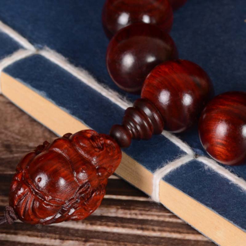 Buddha Stones小葉紅檀 笑い仏 富の神 守護ブレスレット