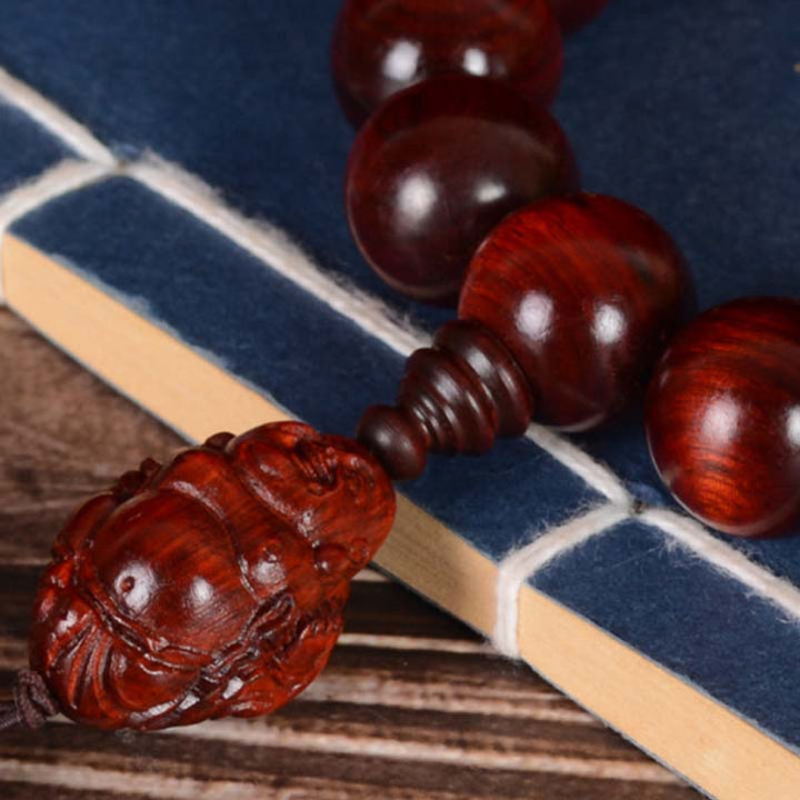Buddha Stones小葉紅檀 笑い仏 富の神 守護ブレスレット