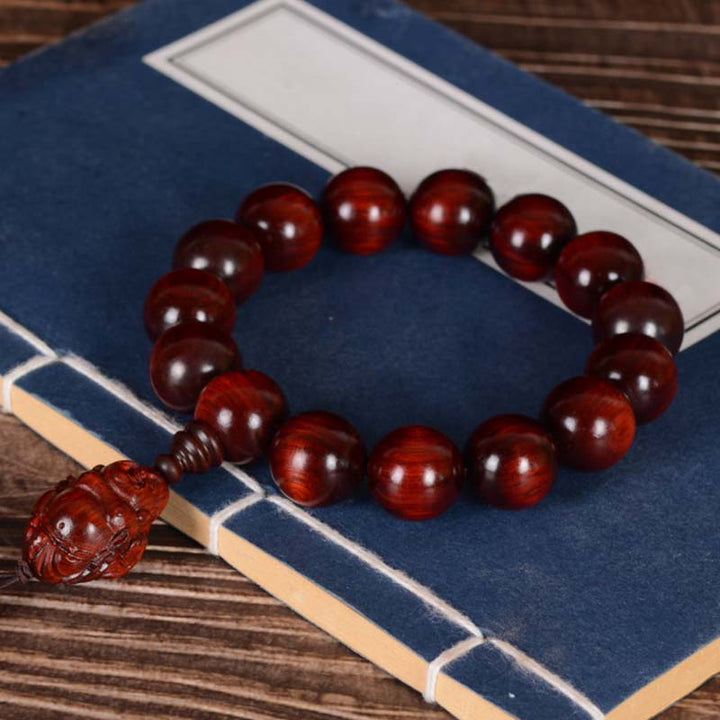 Buddha Stones小葉紅檀 笑い仏 富の神 守護ブレスレット