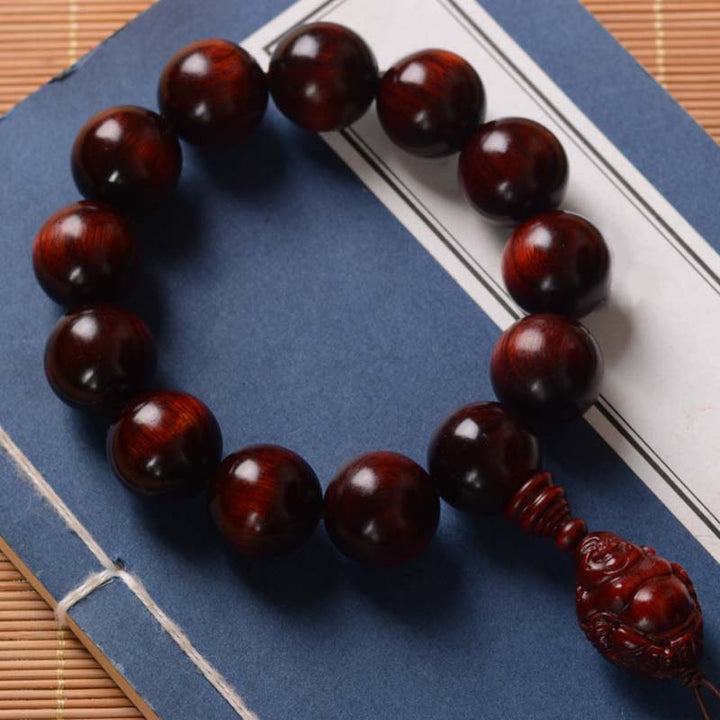 Buddha Stones小葉紅檀 笑い仏 富の神 守護ブレスレット