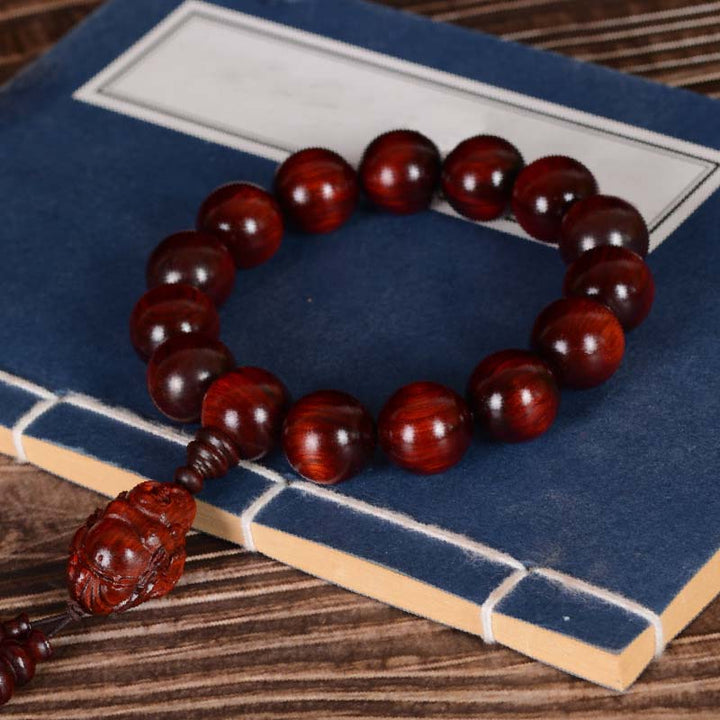 Buddha Stones小葉紅檀 笑い仏 富の神 守護ブレスレット
