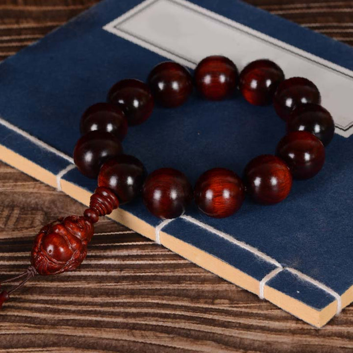 Buddha Stones小葉紅檀 笑い仏 富の神 守護ブレスレット