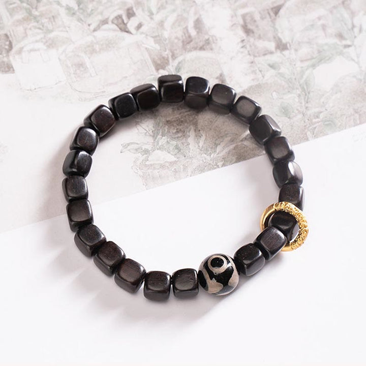 Buddha Stonesチベット黒檀ウッドビーズバランスカームブレスレット