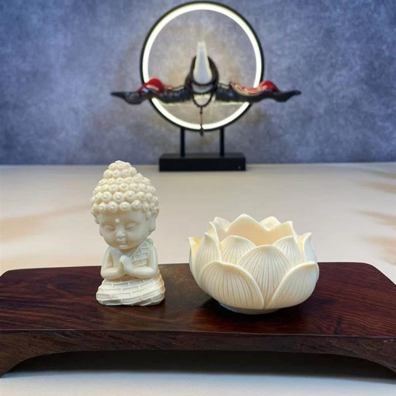 Buddha Stonesミニアイボリーフルーツ如来仏蓮観音観音文殊菩薩サマンタバドラ静寂デスク装飾