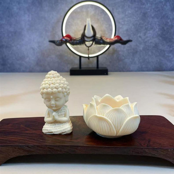 Buddha Stonesミニアイボリーフルーツ如来仏蓮観音観音文殊菩薩サマンタバドラ静寂デスク装飾