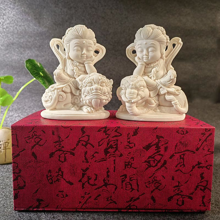 Buddha Stonesミニアイボリーフルーツ如来仏蓮観音観音文殊菩薩サマンタバドラ静寂デスク装飾 - image 24