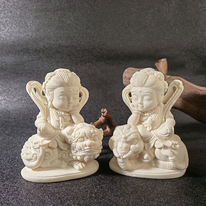 Buddha Stonesミニアイボリーフルーツ如来仏蓮観音観音文殊菩薩サマンタバドラ静寂デスク装飾