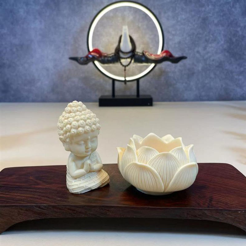 Buddha Stonesミニアイボリーフルーツ如来仏蓮観音観音文殊菩薩サマンタバドラ静寂デスク装飾