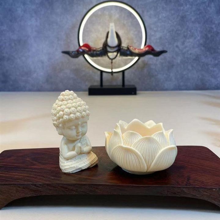 Buddha Stonesミニアイボリーフルーツ如来仏蓮観音観音文殊菩薩サマンタバドラ静寂デスク装飾